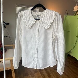 A New Day long sleeve striped button down shirt with collar detail - Size Smal